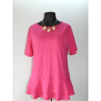 Elegancka Bluzka z falbankami idealna pod żakiet - fuksja